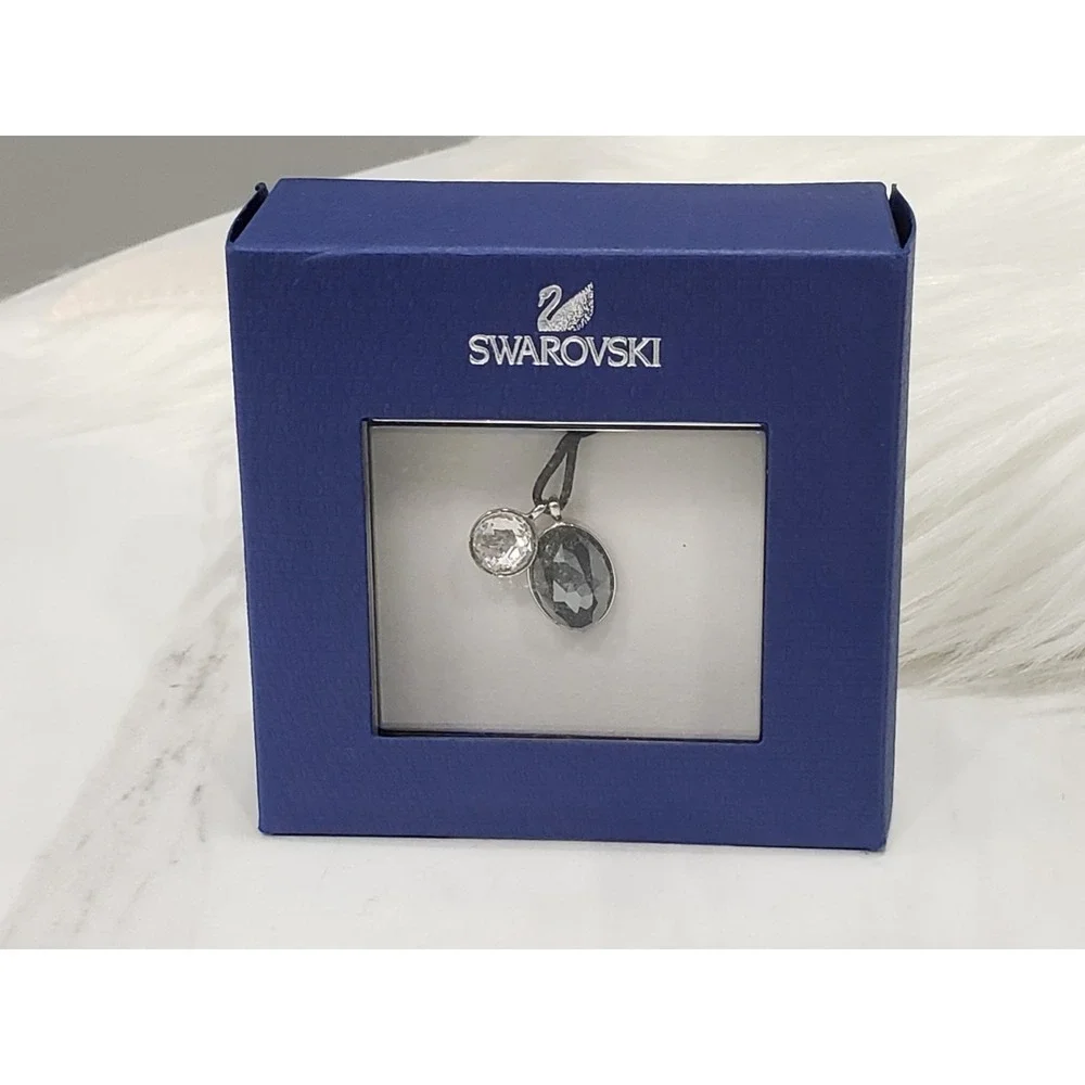NEW IN BOX Swarovski Vanilla Crystal Necklace Mini Jet Charm 38 CM - 5038890